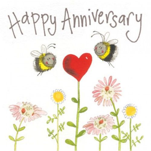 ALEX CLARK Happy Anniversary Bees and Roses Card 